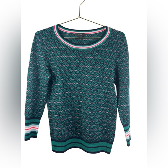 J. Crew Tippi Sweater | Festive Fair Isle | Merino Wool size small - Picture 2 of 7